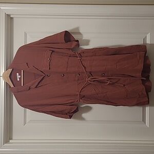 Madewell Lightspun Belted Safari romper in Brick size XXL